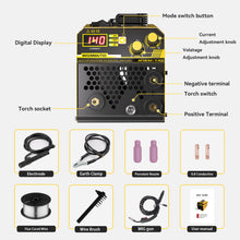 Load image into Gallery viewer, Mig welder, MYYWELD 140 MIG/Stick/Lift TIG 3 in 1 Welder 110V Gasless Flux Core Wire Welding Machine No Gas IGBT Inverter