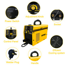 Load image into Gallery viewer, MYYWELD Mig Welder, 110/220V Dual voltage Flux MIG/Solid Wire/Stick MMA/Lift TIG 4 in 1 Welding machine 130D, Gas/Gasless Digital panel, Flux Core Wire Automatic Feed IGBT Inverter