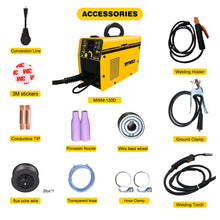 Load image into Gallery viewer, MYYWELD Mig Welder, 110/220V Dual voltage Flux MIG/Solid Wire/Stick MMA/Lift TIG 4 in 1 Welding machine 130D, Gas/Gasless Digital panel, Flux Core Wire Automatic Feed IGBT Inverter