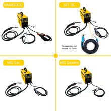 Load image into Gallery viewer, MYYWELD Mig Welder, 110/220V Dual voltage Flux MIG/Solid Wire/Stick MMA/Lift TIG 4 in 1 Welding machine 130D, Gas/Gasless Digital panel, Flux Core Wire Automatic Feed IGBT Inverter