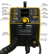 Load image into Gallery viewer, MYYWELD Mig Welder, 110/220V Dual voltage Flux MIG/Solid Wire/Stick MMA/Lift TIG 4 in 1 Welding machine 130D, Gas/Gasless Digital panel, Flux Core Wire Automatic Feed IGBT Inverter
