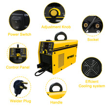 Load image into Gallery viewer, MYYWELD Mig Welder, 110/220V Dual voltage Flux MIG/Solid Wire/Stick MMA/Lift TIG 4 in 1 Welding machine 130D, Gas/Gasless Digital panel, Flux Core Wire Automatic Feed IGBT Inverter
