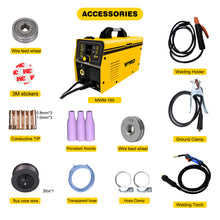 Load image into Gallery viewer, MIG Welder ，MYYWELD Welding Machine 160A 3 in 1 MMA/MIG/LIFT TIG Welder Machine with IGBT Inverter，Flux Core Welder Gas/Gasless Welding Wire Dia. 0.8-1.0 mm 2lbs Welding Wire Stick Welder 220V
