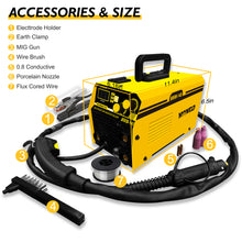 Load image into Gallery viewer, Mig welder, MYYWELD 140 MIG/Stick/Lift TIG 3 in 1 Welder 110V Gasless Flux Core Wire Welding Machine No Gas IGBT Inverter
