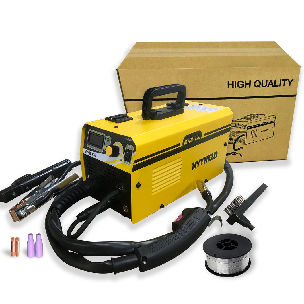 MYYWELD Mig welder, 120A 110V MIG Welding Gasless MIG/Stick Welder 2 in 1 Flux Core Wire Welding Machine No Gas IGBT Inverter